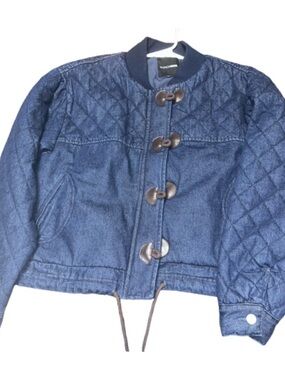 Fashion Nova Quilted Indigo Denim Toggle Jacket